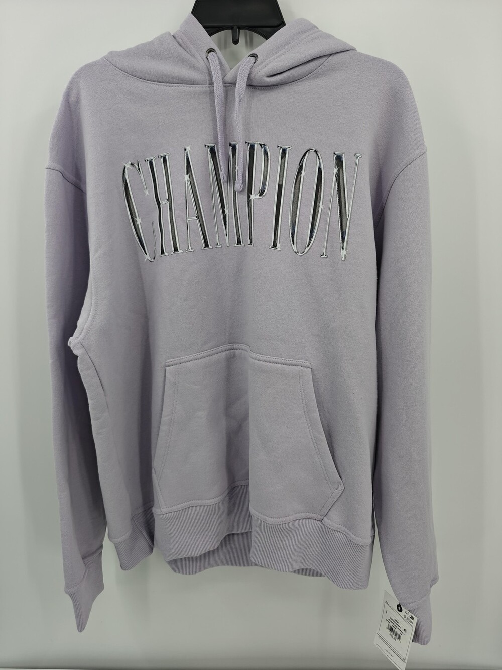 Champion Women's Hoodie Large Lavender Powerblend Fleece Pullover Graphic GF89H
